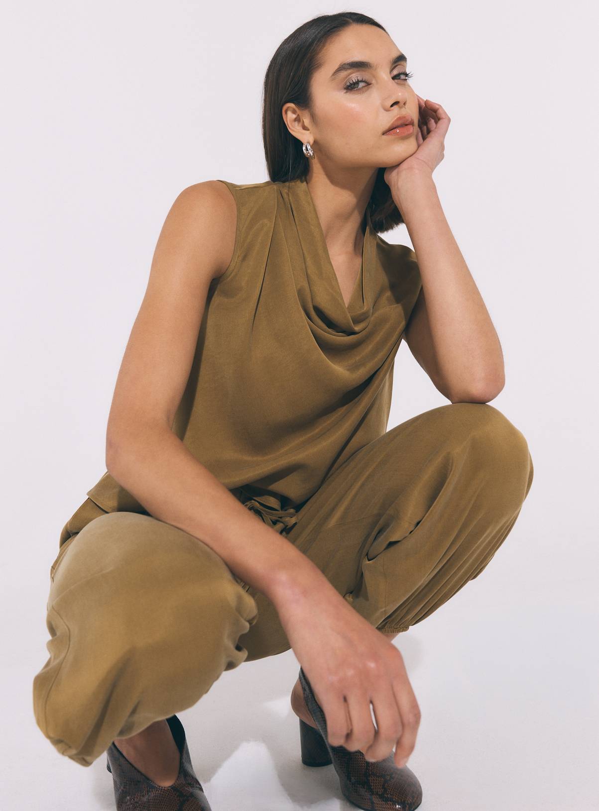 Light Khaki Sandwash Asymmetric Top 16 - Image 1